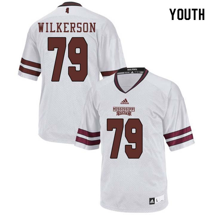 Youth #79 Evans Wilkerson Mississippi State Bulldogs College Football Jerseys Sale-White - Click Image to Close